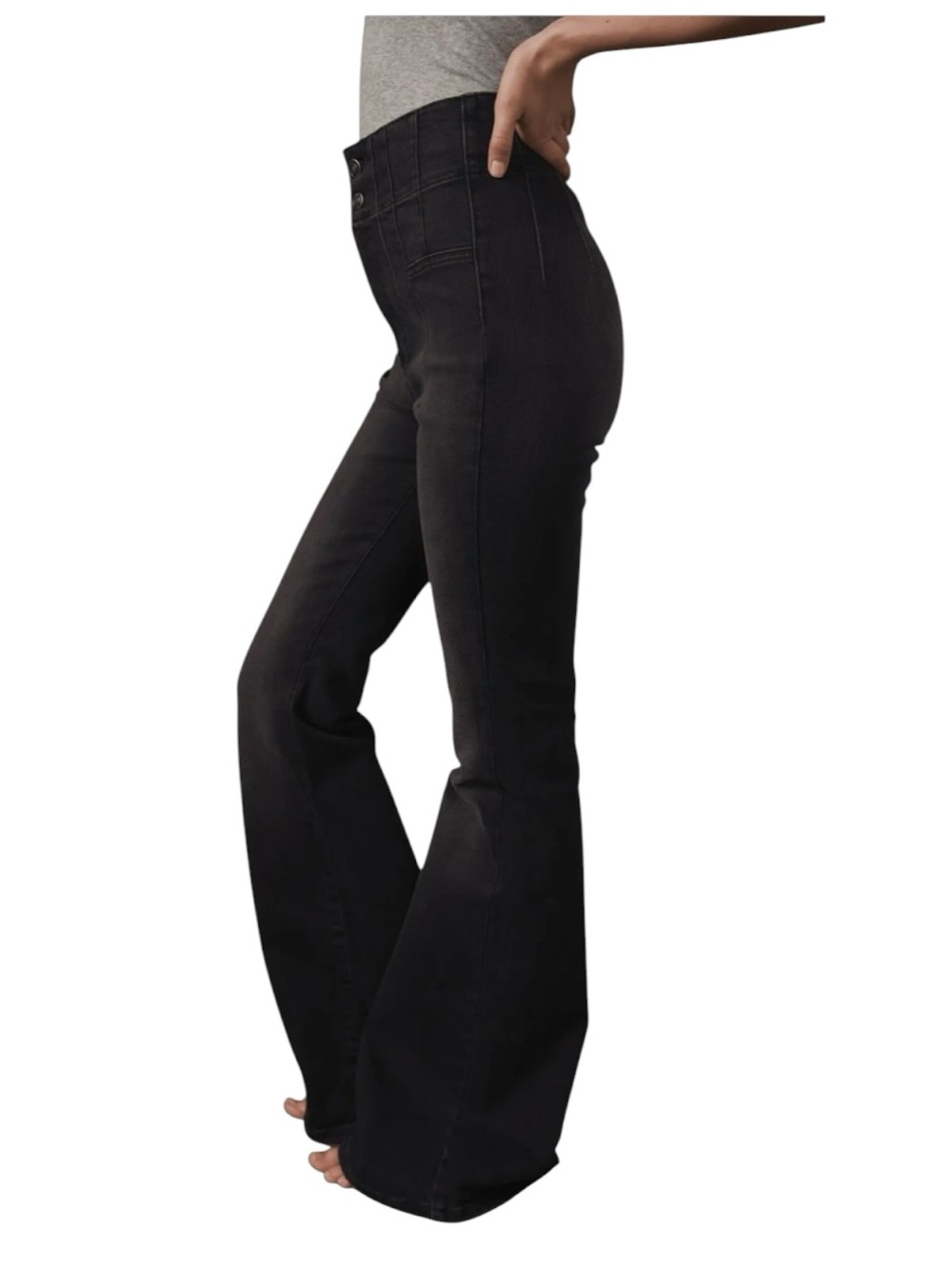 NEW Free People Jayde Flare Jeans Black Size 28 - Picture 4 of 6